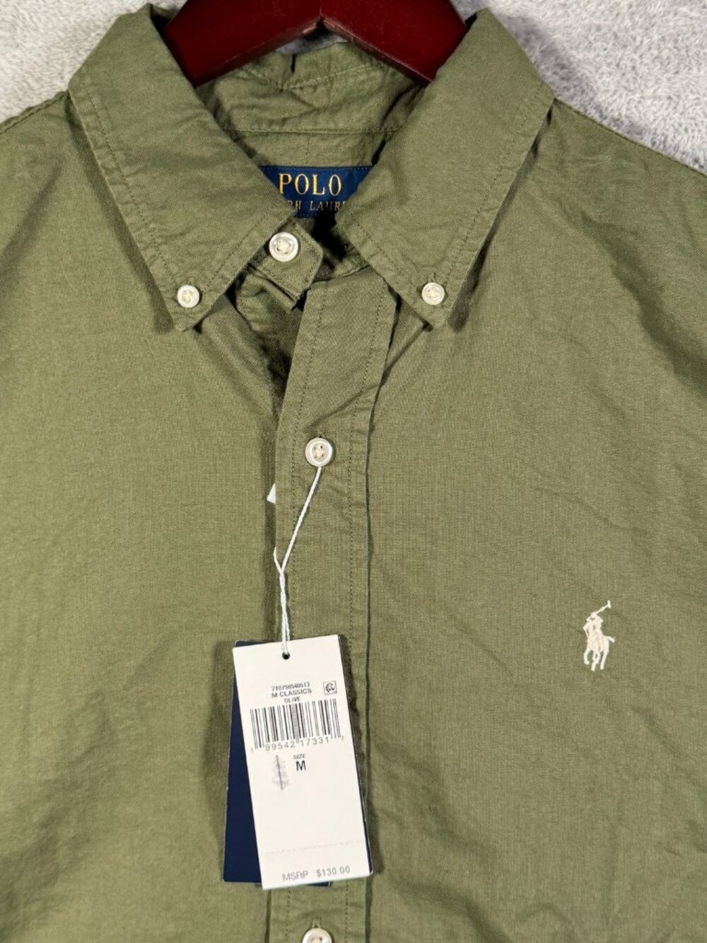 Polo Ralph Lauren Button Down Shirt Mens M Olive Green Classic Fit Sport $130